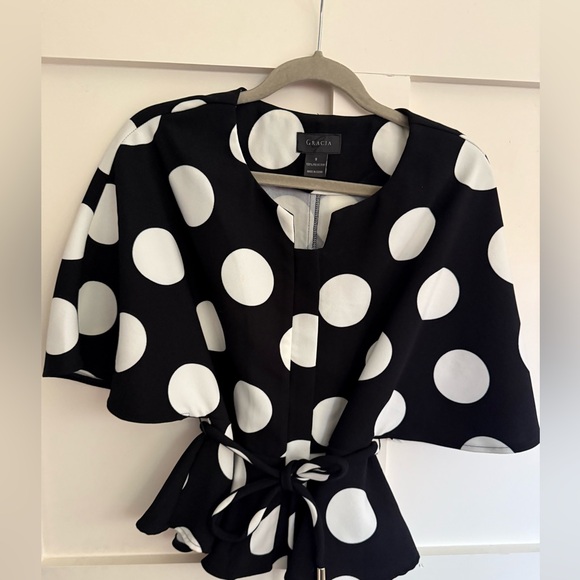 Gracia Tops - Black and White Polka Dot jacket/top.